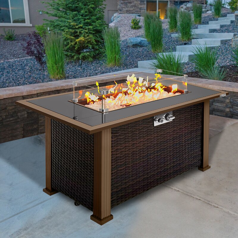 Serenelife Outdoor Propane Gas Fire Pit Table 50 000 Btu Auto